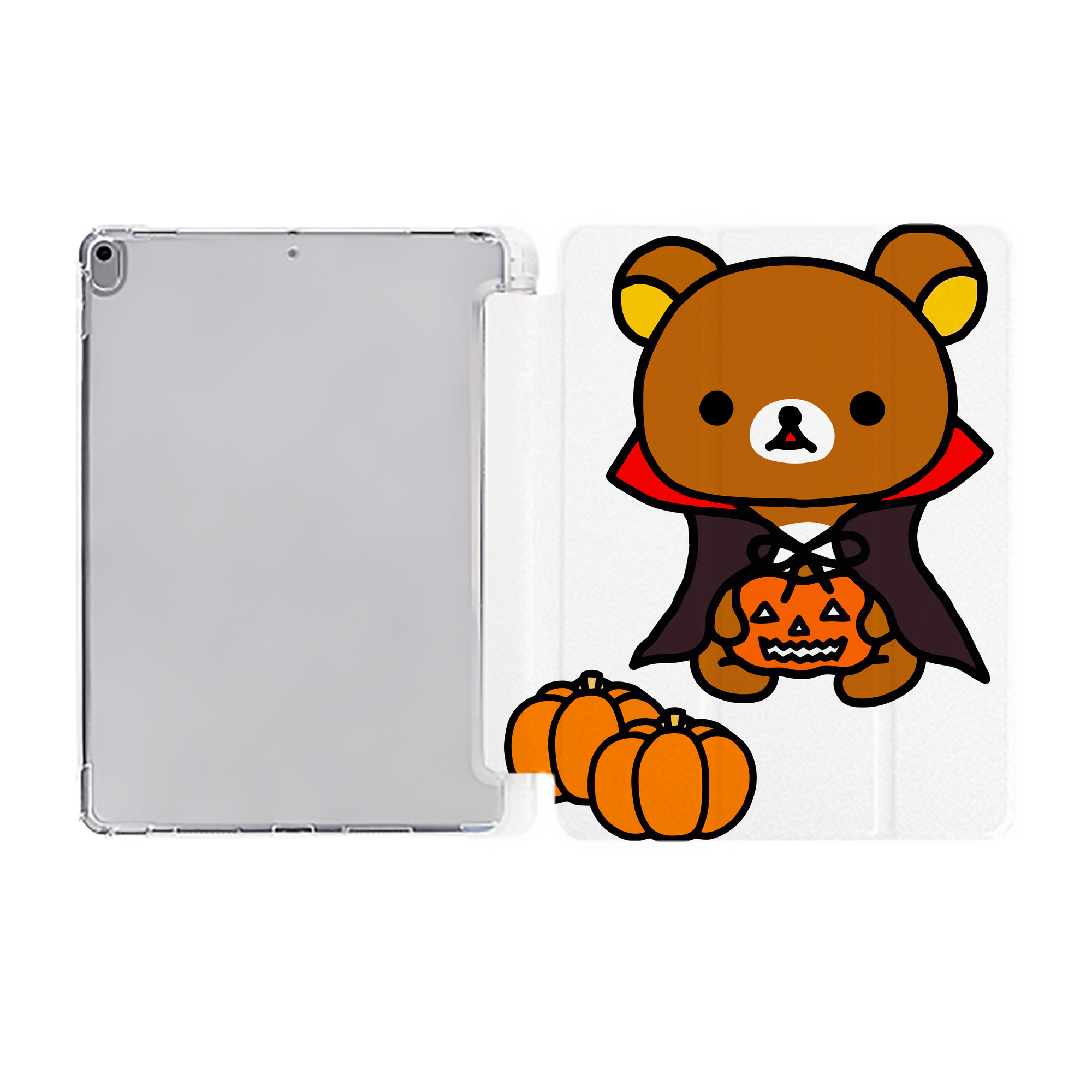 （画像用） リラックマ リラックマ キイロイトリ Rilakkuma Korilakkuma Kiiroitori IPad ケース ペン収納付き 三つ折りスタンド PUレザー×シリコン 対応機種9.5/10.5/10.9インチ